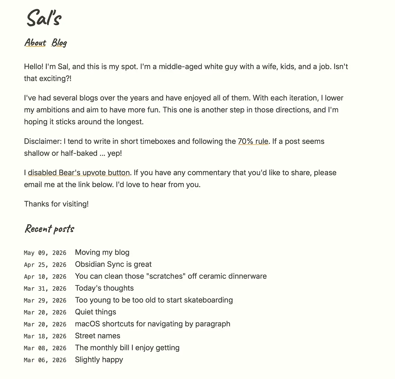 Old blog design