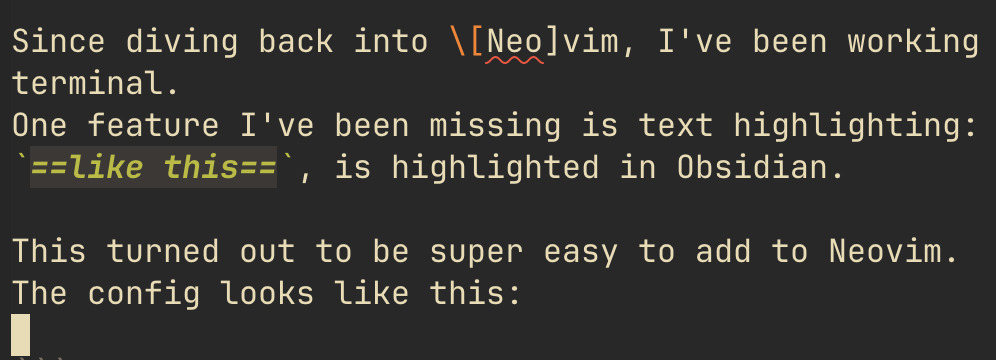 Image of Markdown highlighting in Neovim